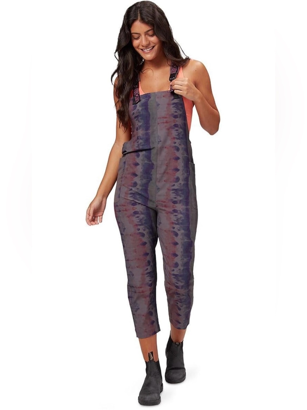 Kavu Tie-Dye Overall Dress in Purple and Gray